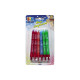 Candeline 8 cm. Buon Compleanno colori assortiti con supporto CF.12